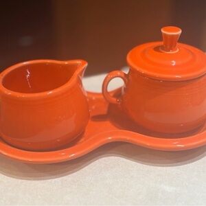 Fiesta Ceramic Creamer and Sugar Set Poppy color